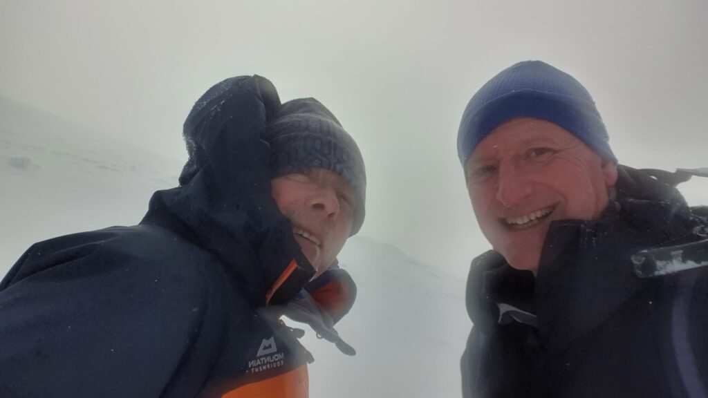 Phil and Tim G enjoy the elements