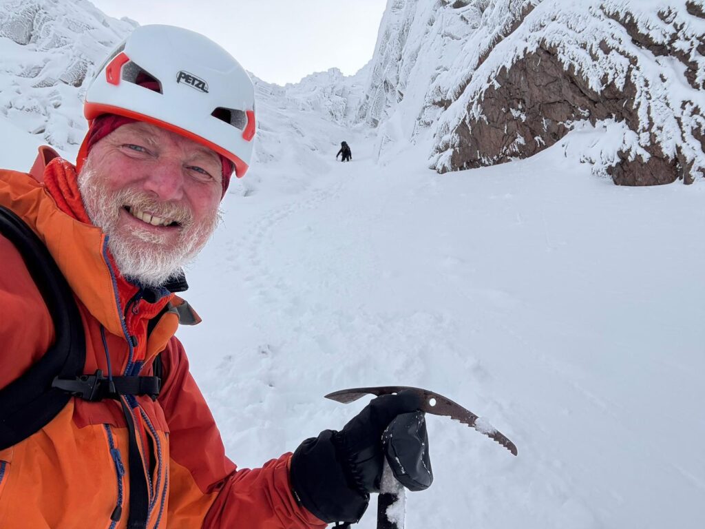 Tim at foot of Aladdins Couloir